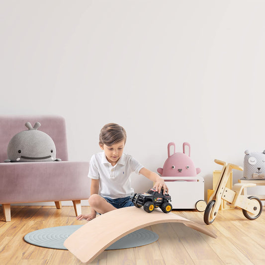 wunderlin Wooden Wobble Balance Board Wood 33 Inch Board Natural Wood, Open-Ended Learning Toys for Kids