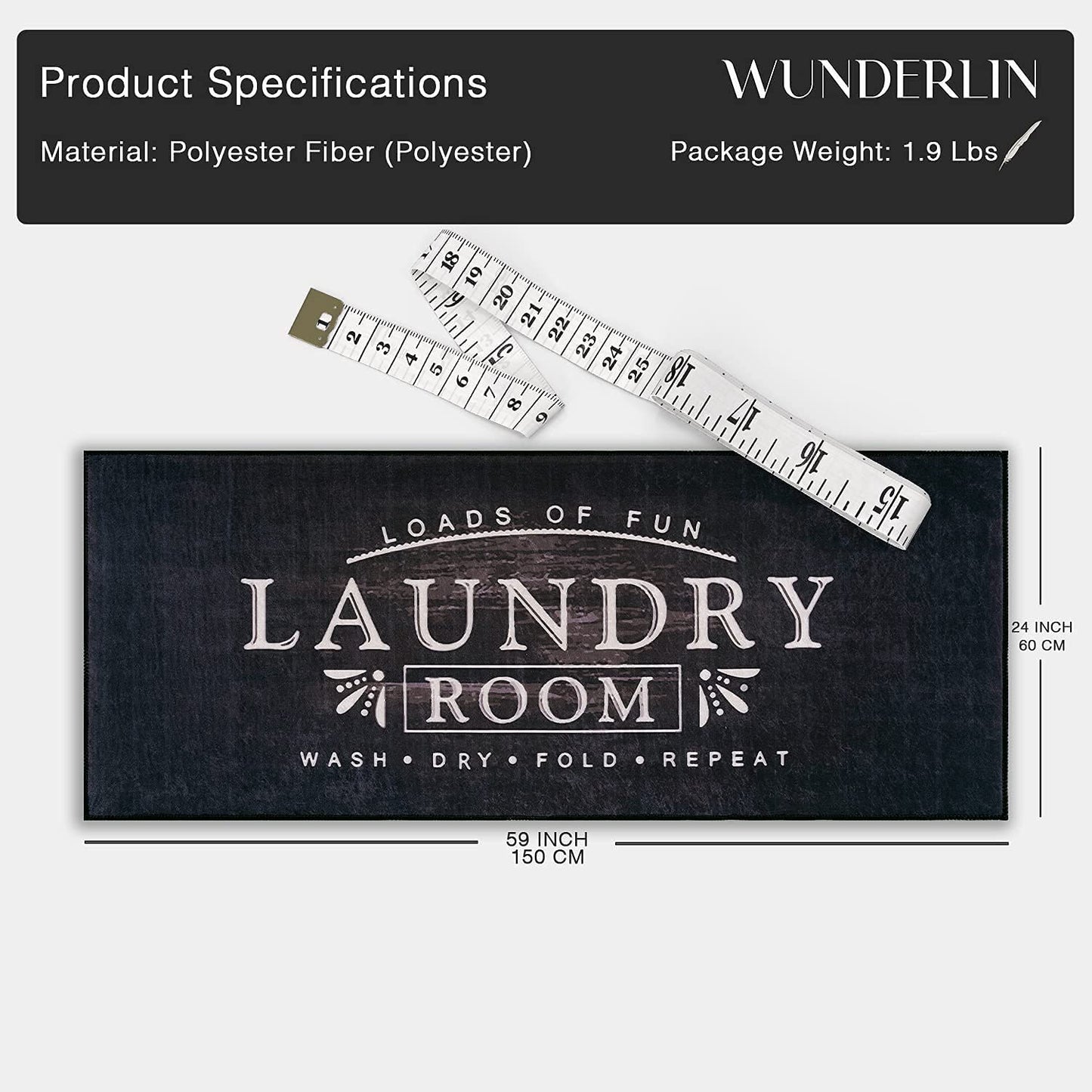 wunderlin Laundry Room Collection Non-Slip and Washable Laundry Room Mat