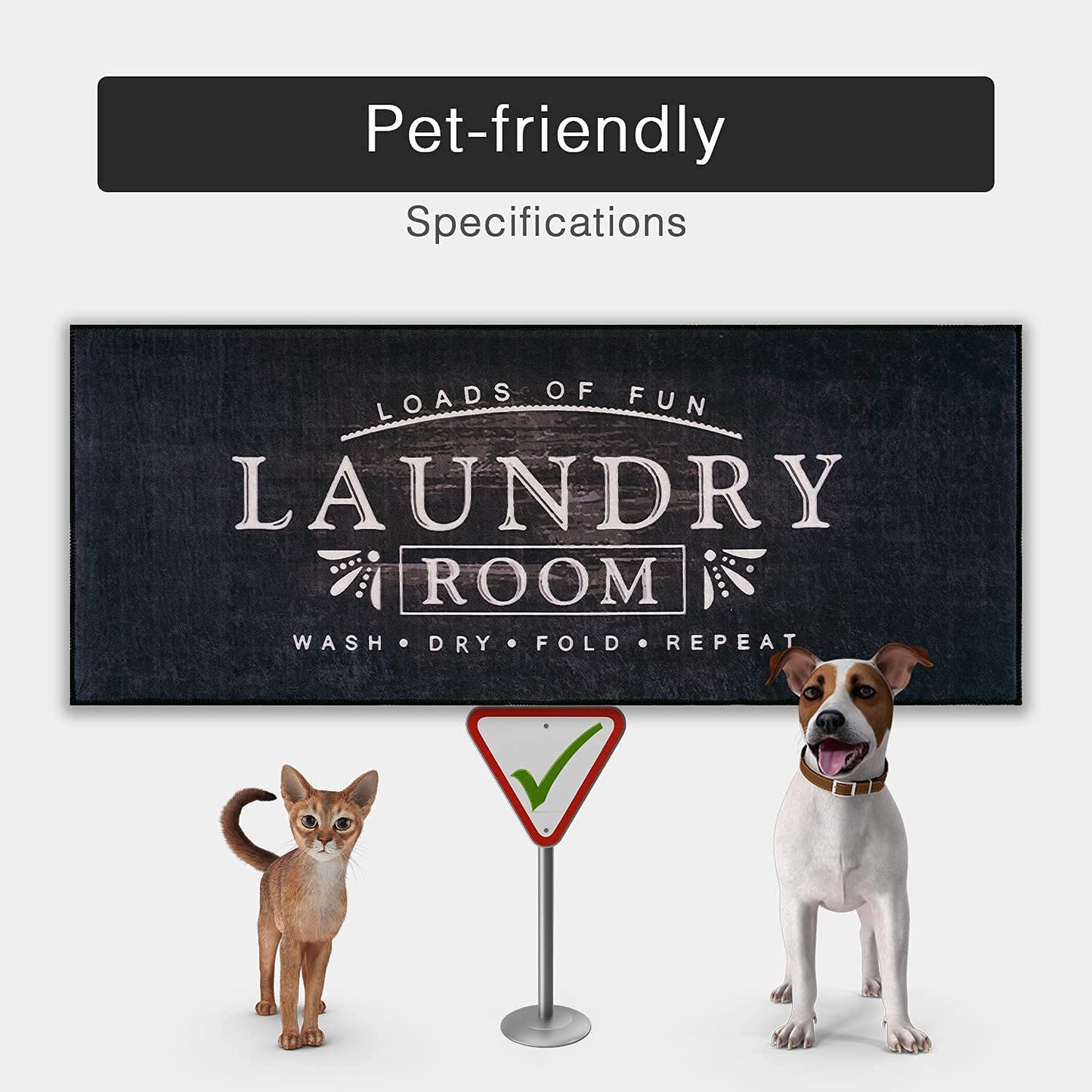 wunderlin Laundry Room Collection Non-Slip and Washable Laundry Room Mat
