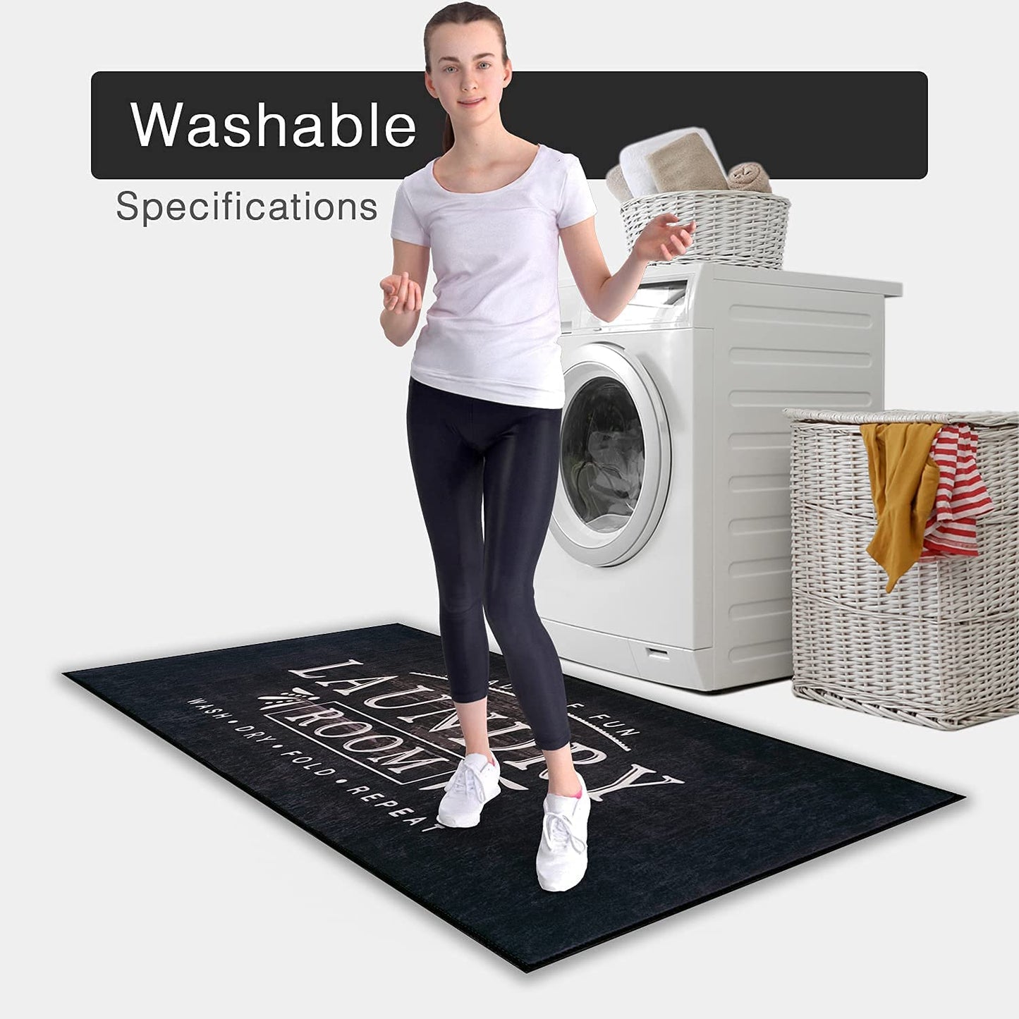 wunderlin Laundry Room Collection Non-Slip and Washable Laundry Room Mat