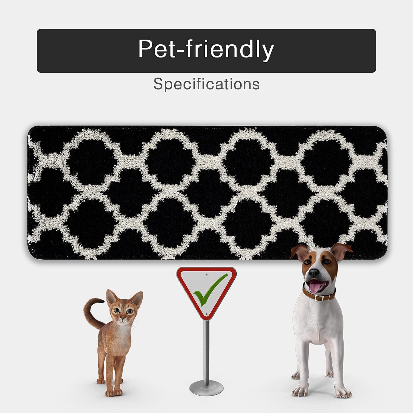 wunderlin Soft Trellis Kitchen Runner Rugs Collection Non-Slip Kitchen Washable Rugs Sets of Two