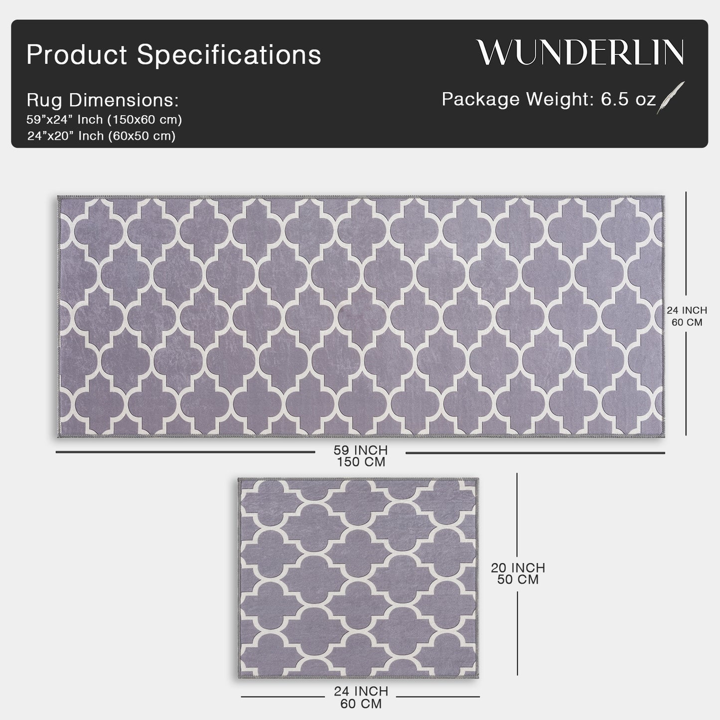 wunderlin Trellis Kitchen Runner Rugs Collection Non-Slip Kitchen Rugs Sets of Two