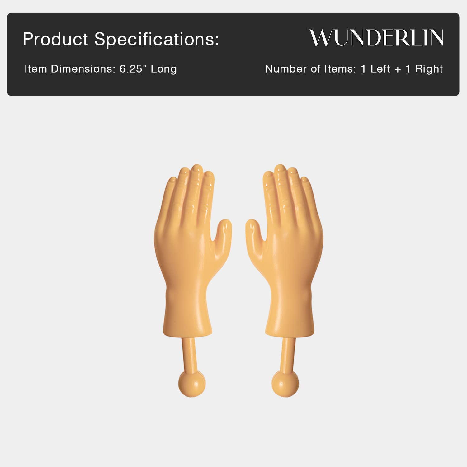 wunderlin Tiny Hands on Sticks - Baby, Mini Finger Hands 6.25 Inch Lon