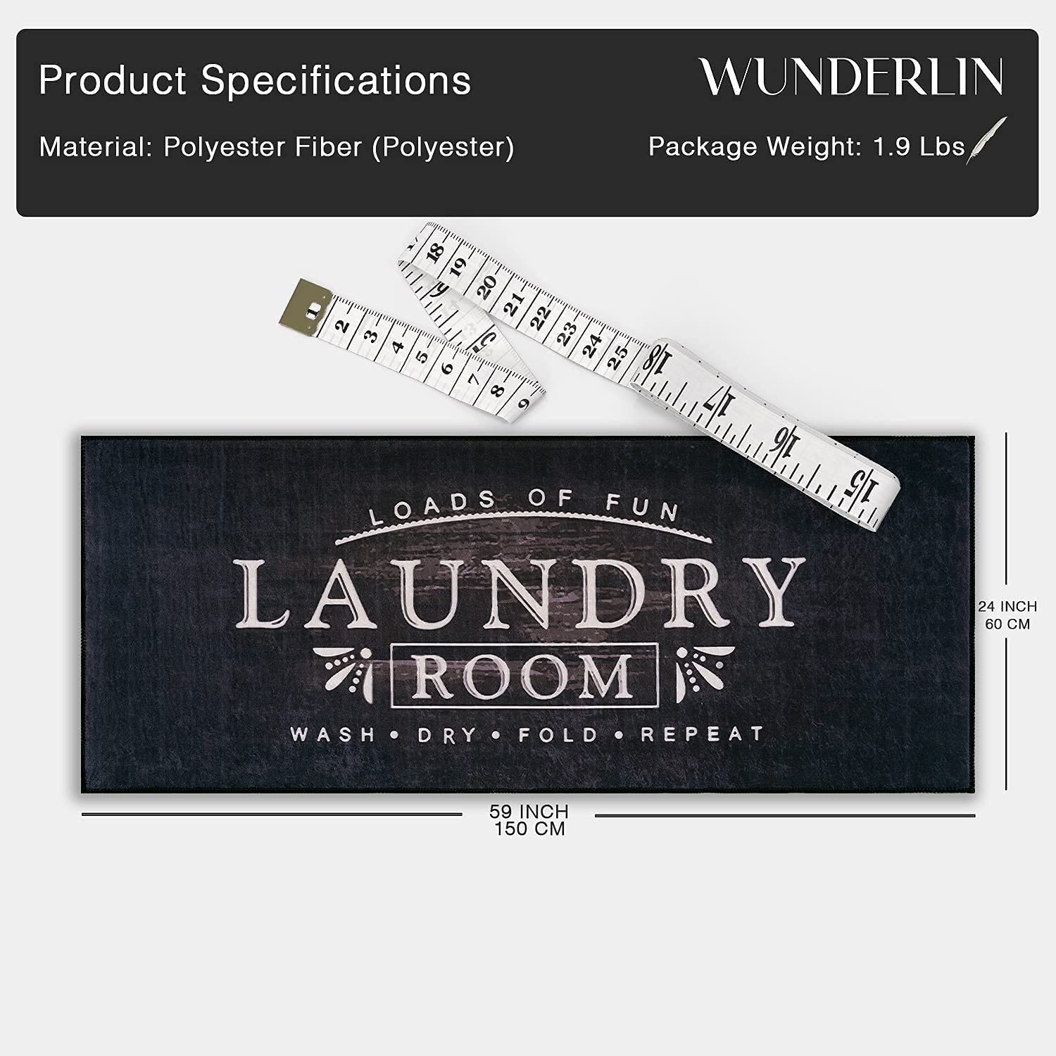 wunderlin Laundry Room Collection Non-Slip and Washable Laundry Room Mat  for Laundry Room Runner Floor Laundry Room Rugs (Delta)