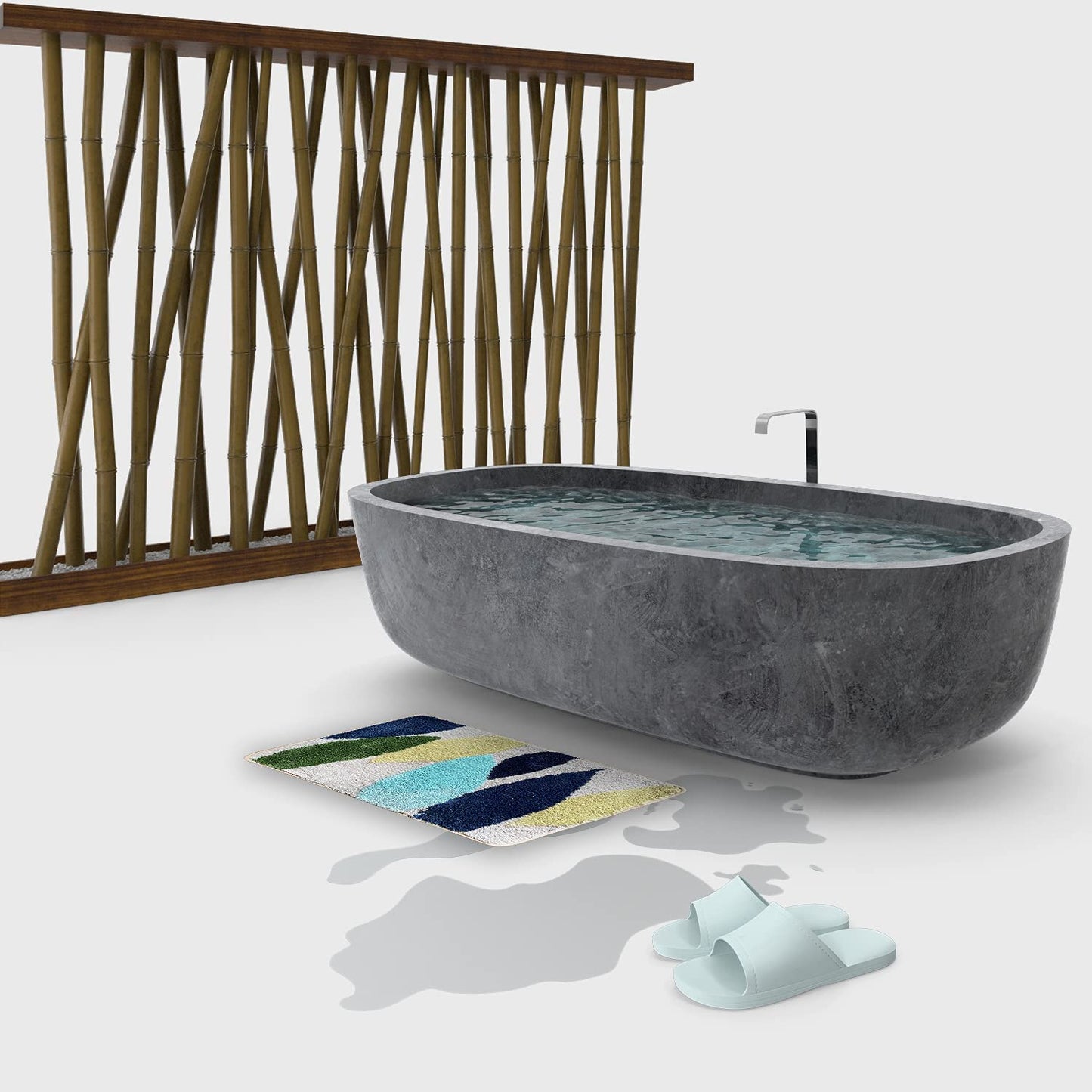 wunderlin Green Bathroom Rug Soft-Microfiber Non-Slip Bath Rug Cute Bathroom Mat
