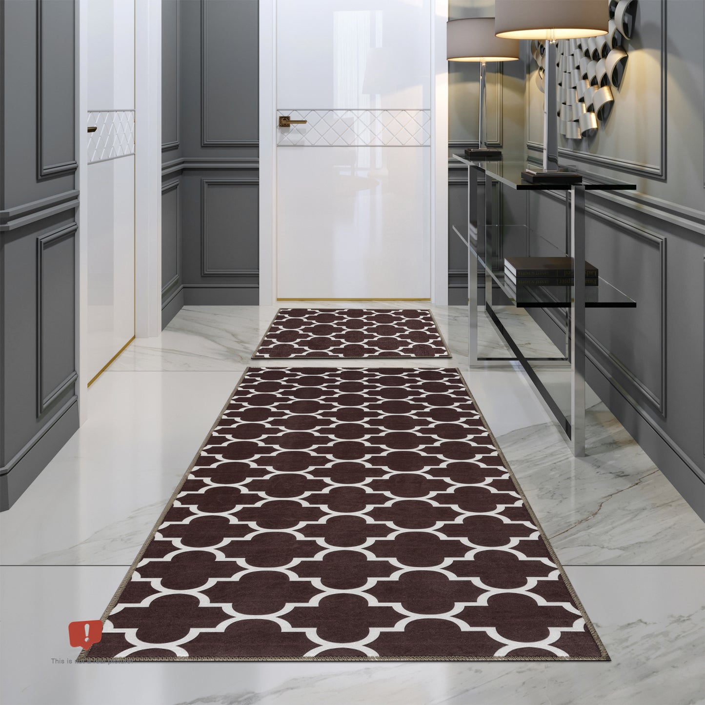 wunderlin Trellis Kitchen Runner Rugs Collection Non-Slip Kitchen Rugs Sets of Two